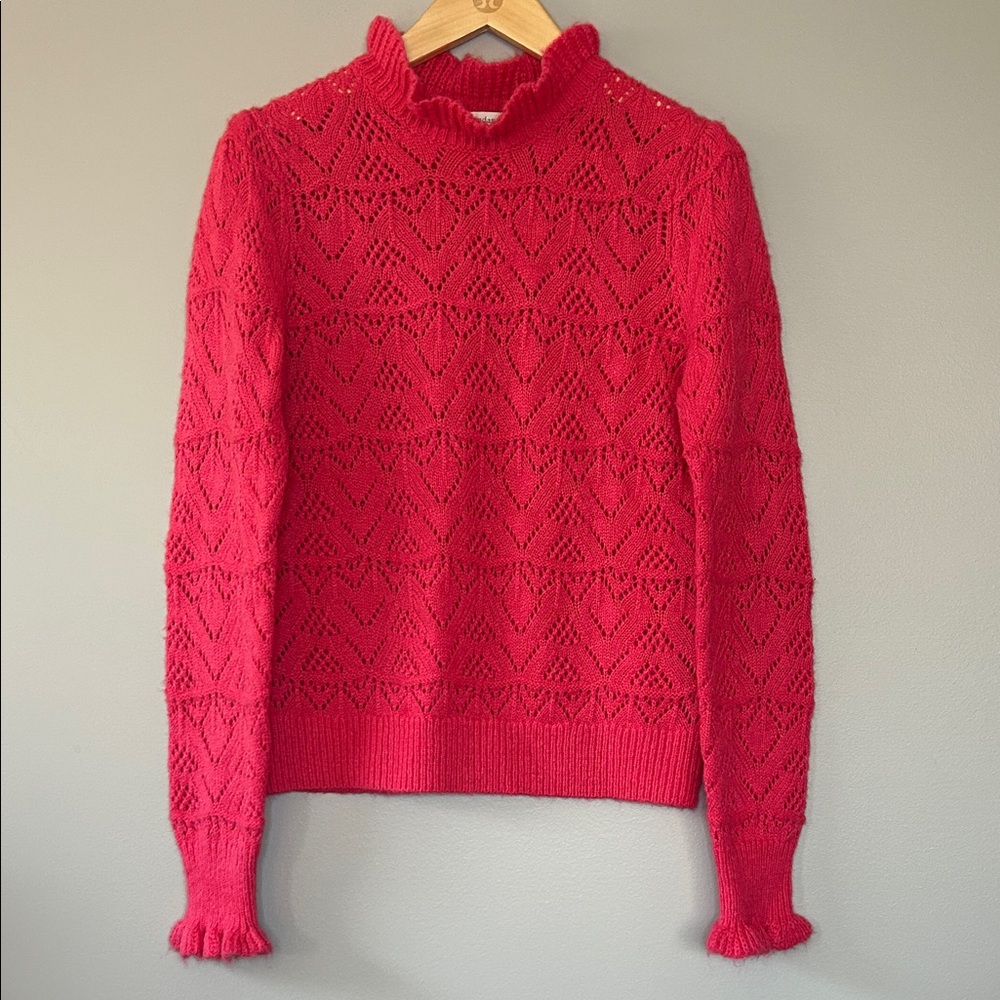 Sundance Bertina Sweater‎ Pointelle Knit Size Small Raspberry Pink